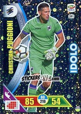 Sticker Christian Puggioni - Calciatori 2017-2018. Adrenalyn XL n. 391 - Panini