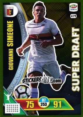 Sticker Giovanni Simeone - Calciatori 2017-2018. Adrenalyn XL - Panini
