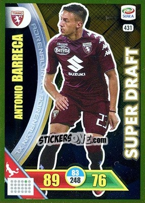 Sticker Antonio Barreca - Calciatori 2017-2018. Adrenalyn XL n. 431 - Panini