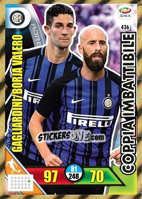 Sticker Roberto Gagliardini / Borja Valero - Calciatori 2017-2018. Adrenalyn XL n. 436 - Panini