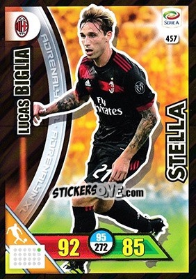 Sticker Lucas Biglia - Calciatori 2017-2018. Adrenalyn XL n. 457 - Panini