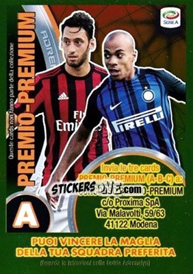 Sticker Hakan Calhanoglu / Joao Mario - Calciatori 2017-2018. Adrenalyn XL n. A - Panini