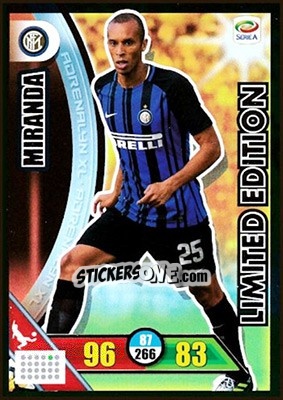 Figurina Miranda - Calciatori 2017-2018. Adrenalyn XL - Panini