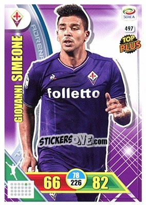 Sticker Giovanni Simeone - Calciatori 2017-2018. Adrenalyn XL n. 497 - Panini