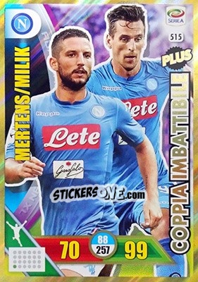 Sticker Mertens / Milik - Calciatori 2017-2018. Adrenalyn XL n. 515 - Panini