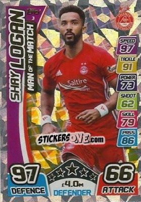 Sticker Shay Logan - SPFL 2017-2018. Match Attax n. 3 - Topps