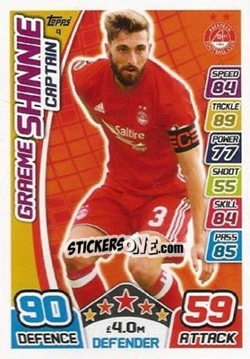 Sticker Graeme Shinnie - SPFL 2017-2018. Match Attax n. 4 - Topps