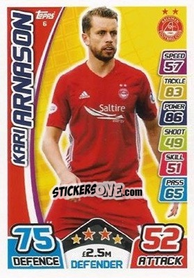Sticker Kári Árnason - SPFL 2017-2018. Match Attax n. 6 - Topps