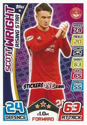 Sticker Scott Wright - SPFL 2017-2018. Match Attax n. 16 - Topps