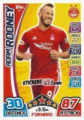 Sticker Adam Rooney - SPFL 2017-2018. Match Attax n. 17 - Topps