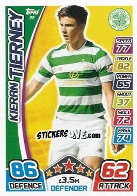 Sticker Kieran Tierney - SPFL 2017-2018. Match Attax n. 22 - Topps