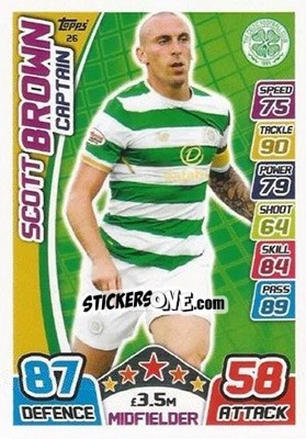 Sticker Scott Brown - SPFL 2017-2018. Match Attax n. 26 - Topps