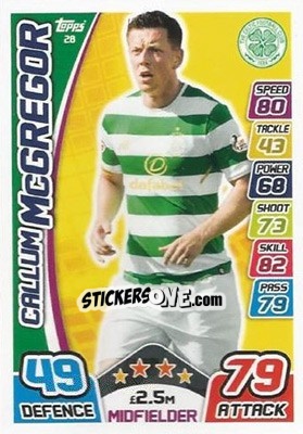 Sticker Callum McGregor - SPFL 2017-2018. Match Attax n. 28 - Topps