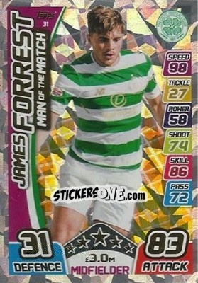 Sticker James Forrest - SPFL 2017-2018. Match Attax n. 31 - Topps