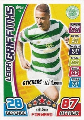 Sticker Leigh Griffiths - SPFL 2017-2018. Match Attax n. 34 - Topps