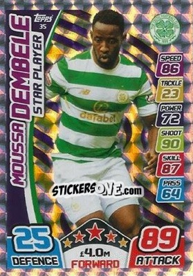 Sticker Moussa Dembélé - SPFL 2017-2018. Match Attax n. 35 - Topps