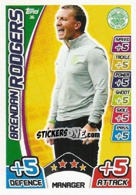 Sticker Brendan Rodgers - SPFL 2017-2018. Match Attax n. 36 - Topps