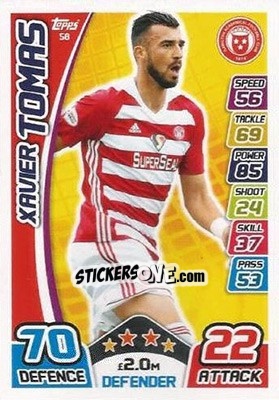 Cromo Xavier Tomas - SPFL 2017-2018. Match Attax n. 58 - Topps