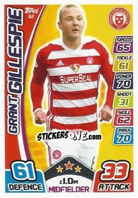 Sticker Grant Gillespie - SPFL 2017-2018. Match Attax n. 62 - Topps