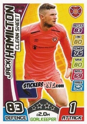 Sticker Jack Hamilton - SPFL 2017-2018. Match Attax n. 74 - Topps