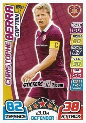 Sticker Christophe Berra - SPFL 2017-2018. Match Attax n. 77 - Topps