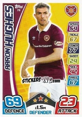 Sticker Aaron Hughes - SPFL 2017-2018. Match Attax n. 78 - Topps