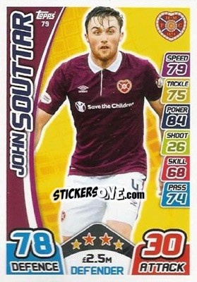 Sticker John Souttar - SPFL 2017-2018. Match Attax n. 79 - Topps