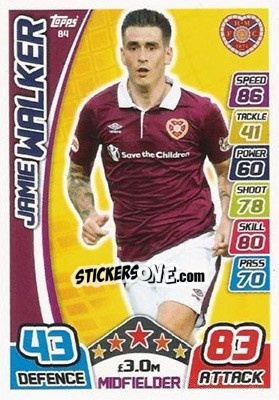 Sticker Jamie Walker - SPFL 2017-2018. Match Attax n. 84 - Topps