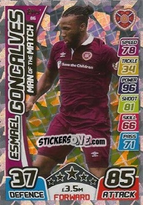 Sticker Esmael Gonçalves - SPFL 2017-2018. Match Attax n. 86 - Topps