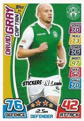 Sticker David Gray - SPFL 2017-2018. Match Attax n. 93 - Topps