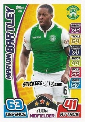 Sticker Marvin Bartley - SPFL 2017-2018. Match Attax n. 100 - Topps