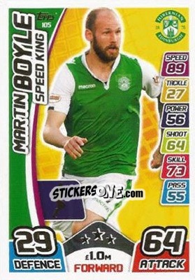Sticker Martin Boyle - SPFL 2017-2018. Match Attax n. 105 - Topps