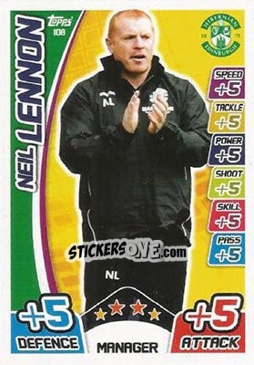 Sticker Neil Lennon - SPFL 2017-2018. Match Attax n. 108 - Topps