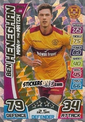 Sticker Ben Heneghan - SPFL 2017-2018. Match Attax - Topps