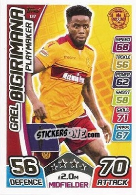 Sticker Gaël Bigirimana - SPFL 2017-2018. Match Attax n. 137 - Topps