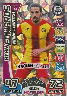 Sticker Ryan Edwards - SPFL 2017-2018. Match Attax n. 154 - Topps