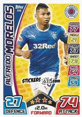 Sticker Alfredo Morelos - SPFL 2017-2018. Match Attax n. 178 - Topps