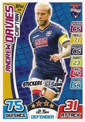 Sticker Andrew Davies - SPFL 2017-2018. Match Attax n. 186 - Topps