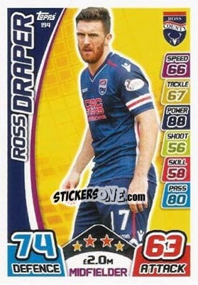 Sticker Ross Draper - SPFL 2017-2018. Match Attax n. 194 - Topps