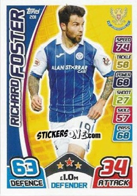 Sticker Richard Foster - SPFL 2017-2018. Match Attax n. 201 - Topps