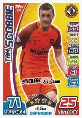 Cromo Tam Scobbie - SPFL 2017-2018. Match Attax n. 237 - Topps