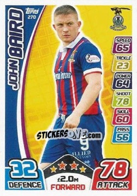 Sticker John Baird - SPFL 2017-2018. Match Attax n. 270 - Topps