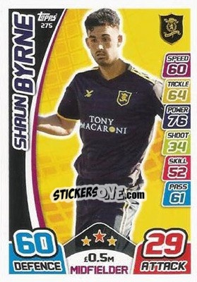 Cromo Shaun Byrne - SPFL 2017-2018. Match Attax - Topps