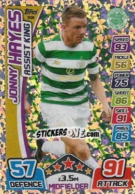 Sticker Jonny Hayes - SPFL 2017-2018. Match Attax n. 308 - Topps