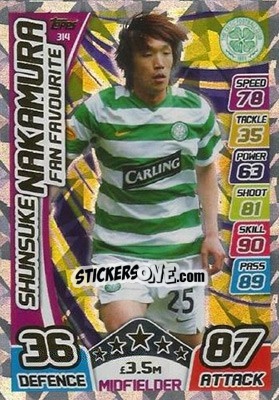 Sticker Shunsuke Nakamura - SPFL 2017-2018. Match Attax n. 314 - Topps