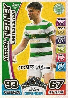 Sticker Kieran Tierney - SPFL 2017-2018. Match Attax n. LE-1G - Topps