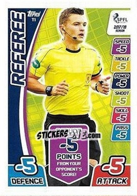 Sticker Referee - SPFL 2017-2018. Match Attax n. T1 - Topps