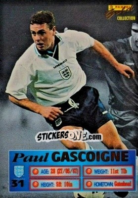 Cromo Paul Gascoigne - England Stars 1996 - Panini