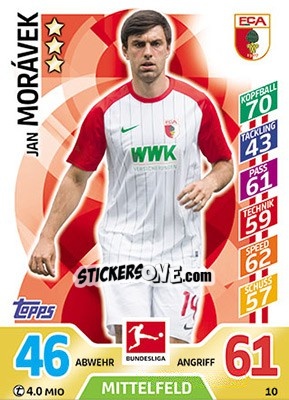 Sticker Jan Morávek - German Fussball Bundesliga 2017-2018. Match Attax - Topps