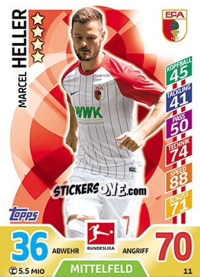 Sticker Marcel Heller - German Fussball Bundesliga 2017-2018. Match Attax - Topps